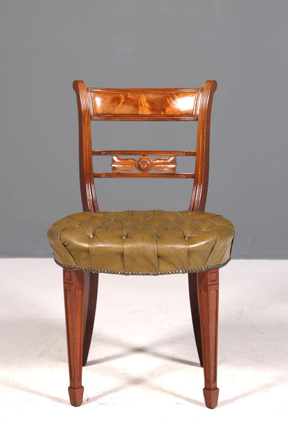 Magnifique fauteuil Chesterfield, chaise secrétaire Anno Dom, chaise de cuisine anglaise en cuir véritable, 4 sur 4