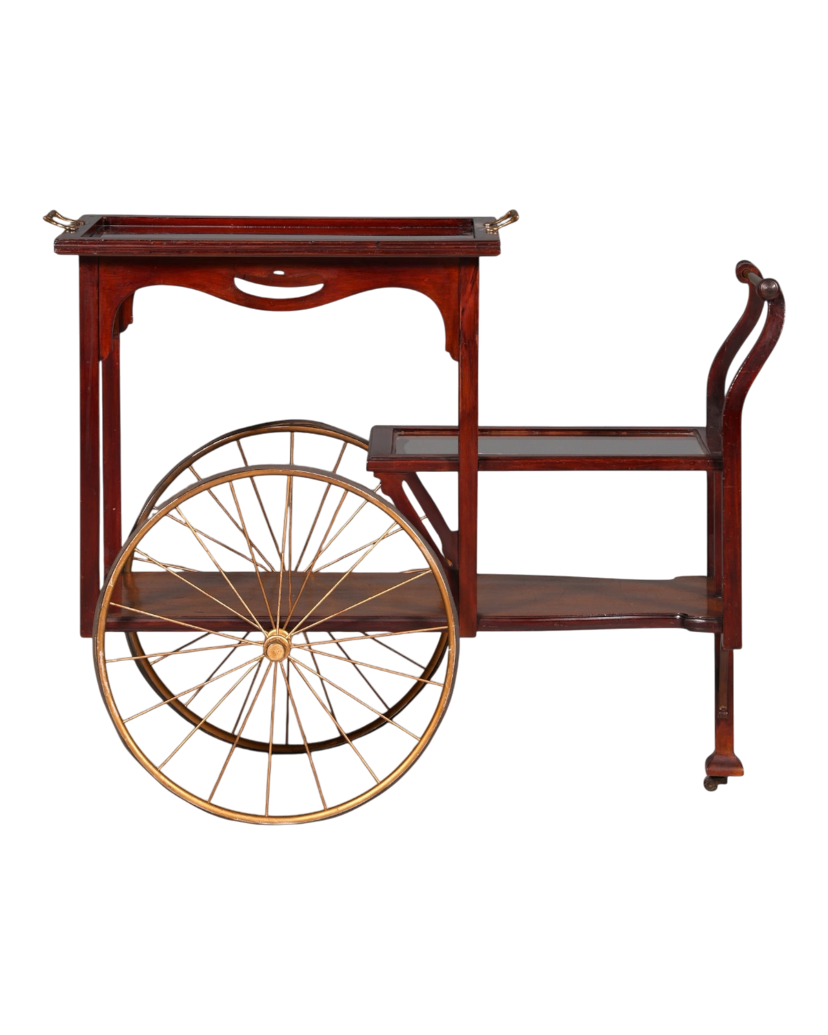 Wunderschöner filigraner Jugendstil Servierwagen Antik Glas Barwagen Teewagen um 1910