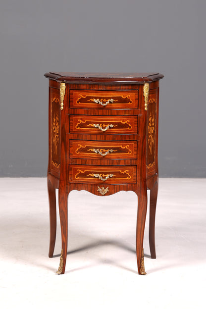 Élégante commode de style baroque, table d’appoint antique, petit meuble en laiton, commode à tiroirs