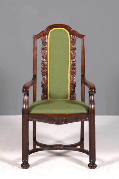 Magnifique fauteuil néo-Renaissance, style Gründerzeit, style Art nouveau, bureau de gentleman, chaise secrétaire en chêne, antiquité, vers 1910