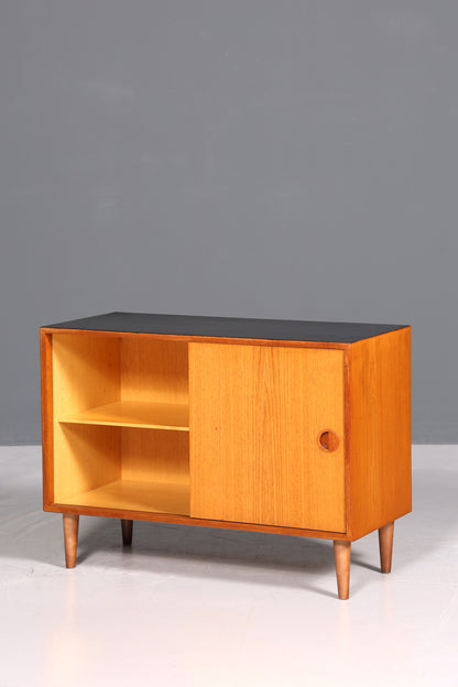 Meuble de style mid-century en teck avec portes coulissantes, commode, buffet, meuble d&