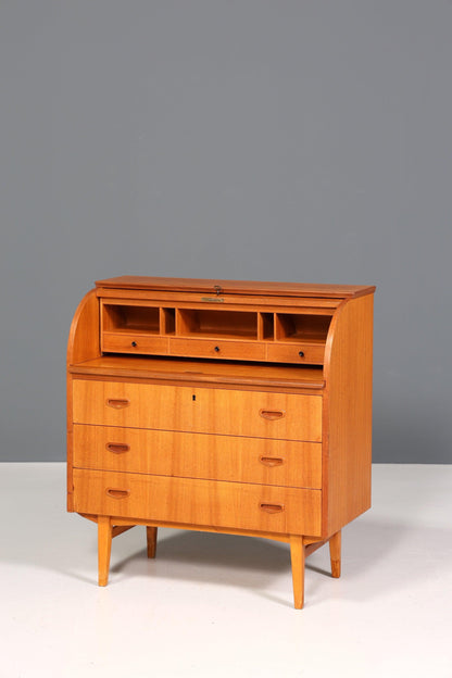 Wunderschöner Mid Century Rollladen Sekretär Danish Design Teak Holz Schreibkommode 60er Jahre