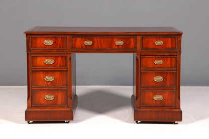 Wunderschöner Original Heldense Englischer Schreibtisch Echt Lederauflage Bürotisch Antik Office Desk