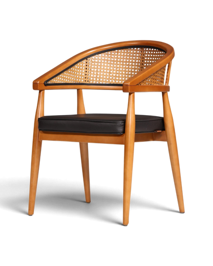 Edler Korbgeflecht Stuhl "Malibu Black" Esszimmer Stuhl in schwarz Armlehnstuhl Sekretär Stuhl Küchenstuhl
