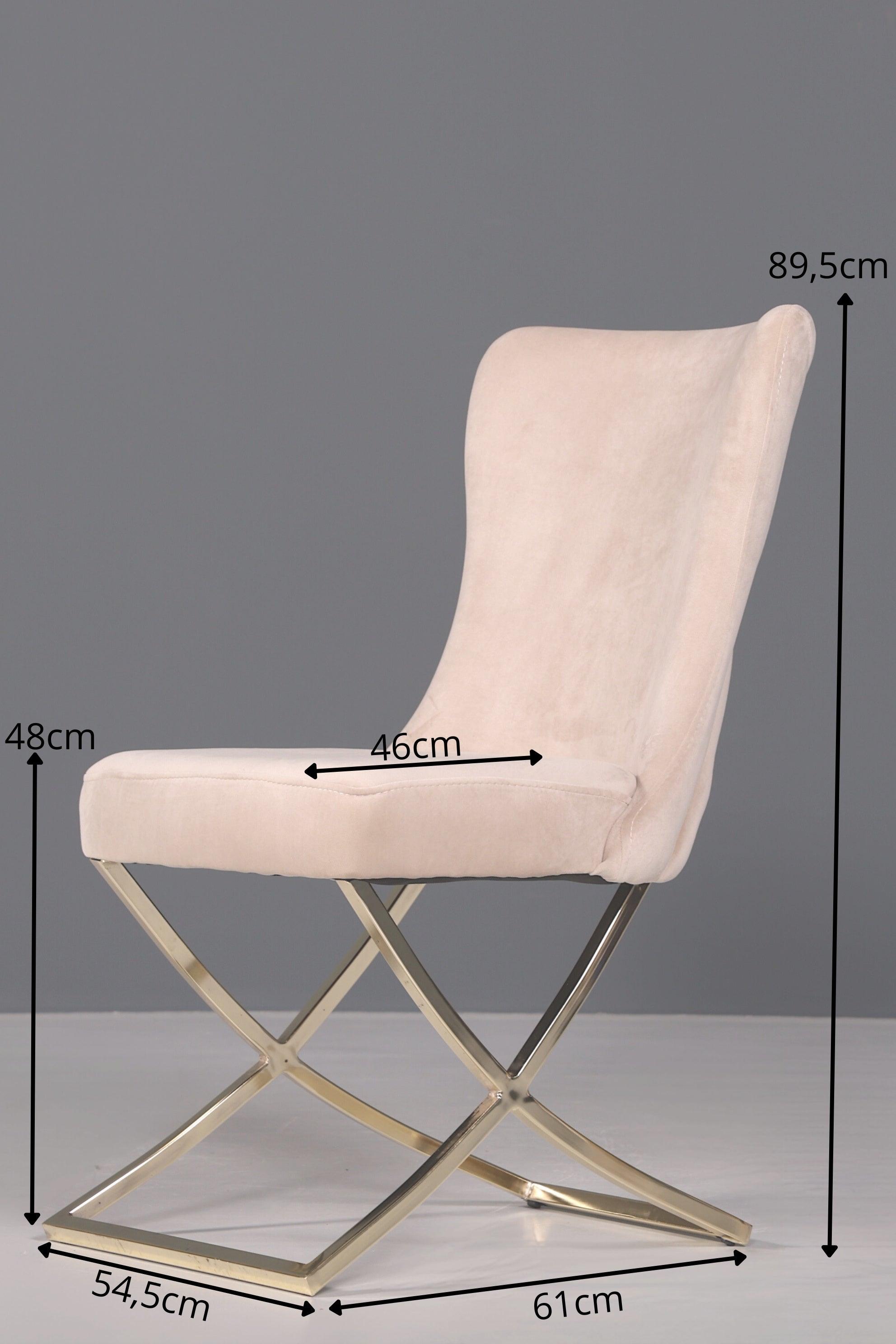 Edler Chesterfield Esszimmerstuhl "Valencia" in Beige Gold