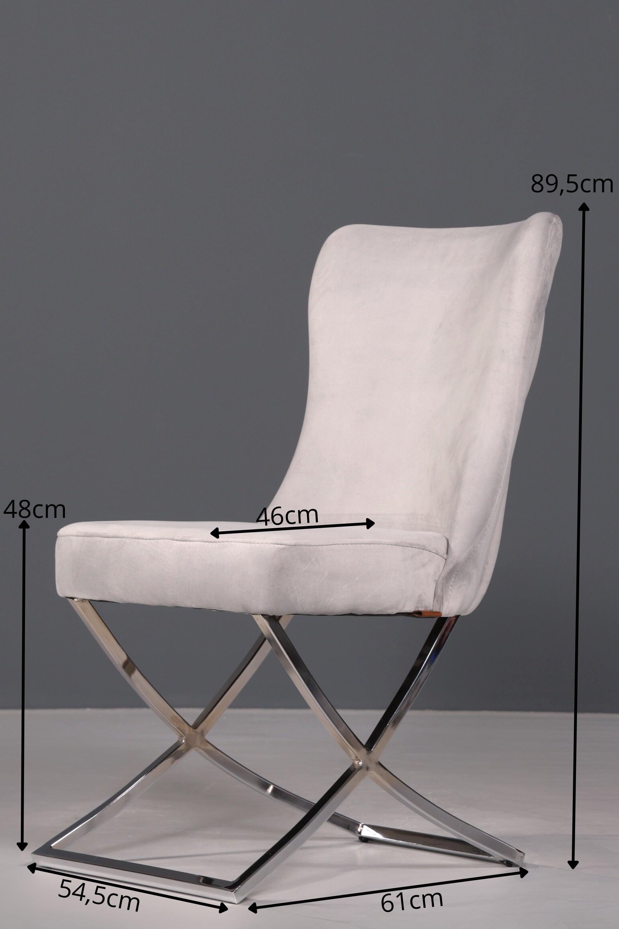 Edler Chesterfield Esszimmerstuhl "Valencia" in Grau