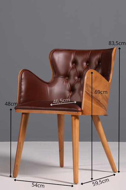 Wunderschöner Chesterfield Stil Stuhl "León Brown" Armlehnstuhl Nussbaum Esszimmerstuhl Sekretär Stuhl