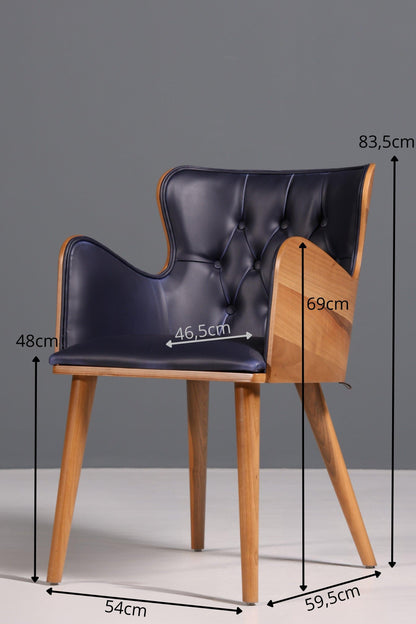 Wunderschöner Stuhl "León Blue" im Chesterfield Stil Armlehnstuhl Esszimmerstuhl Küchenstuhl Bürostuhl