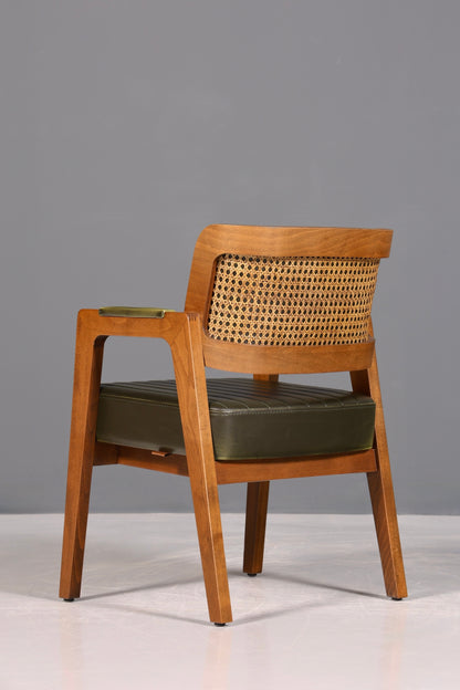 Noble armchair "Lima" dining room chair with wickerwork in green kitchen chair armchair