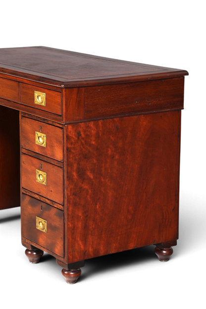 Edler Englischer Military Chest Schreibtisch Maritim Bürotisch Lederauflage Office Desk