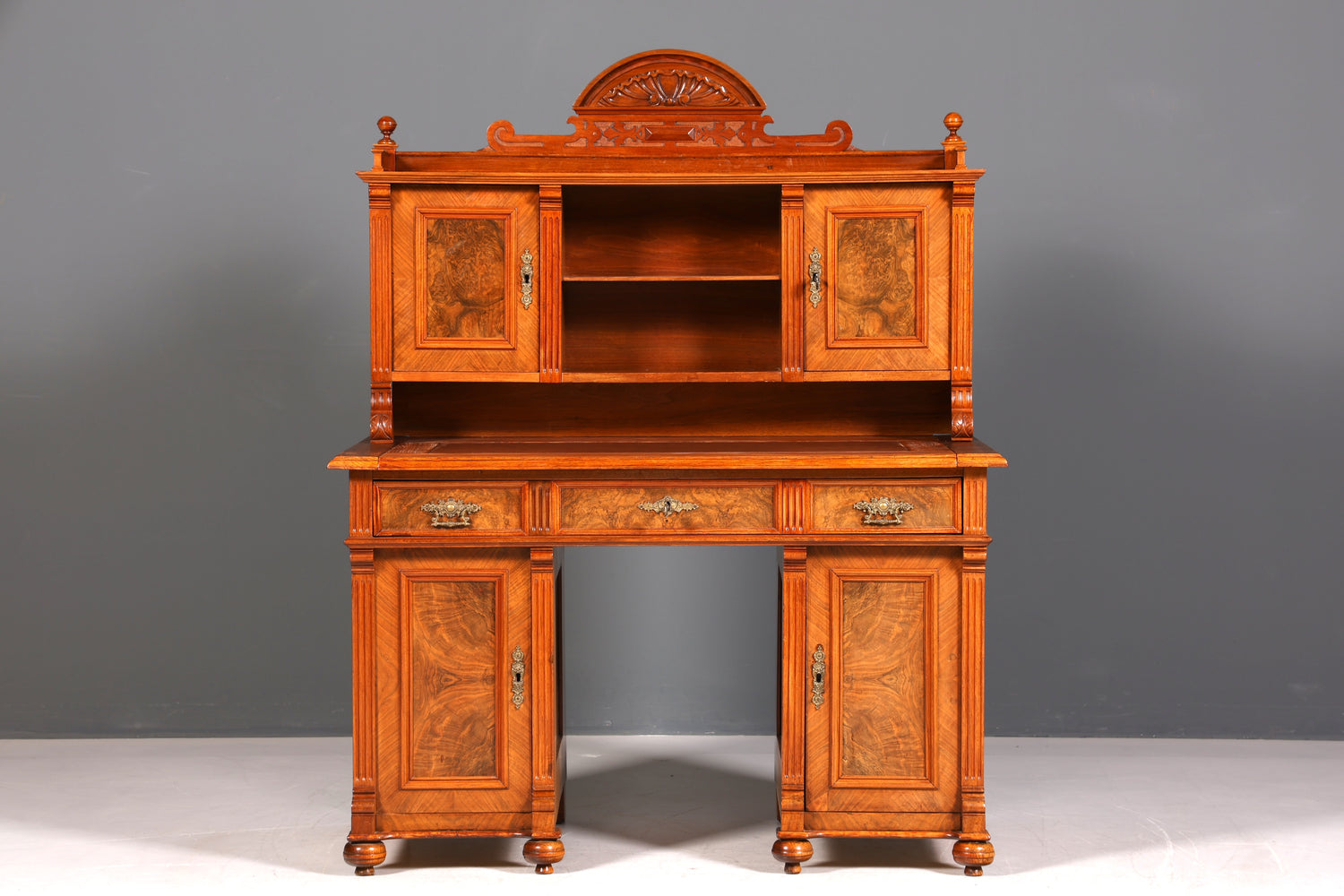 Traumhafter Gründerzeit Schreibtisch mit Aufsatz Jugendstil Bürotisch echt Holz Antik Office Desk