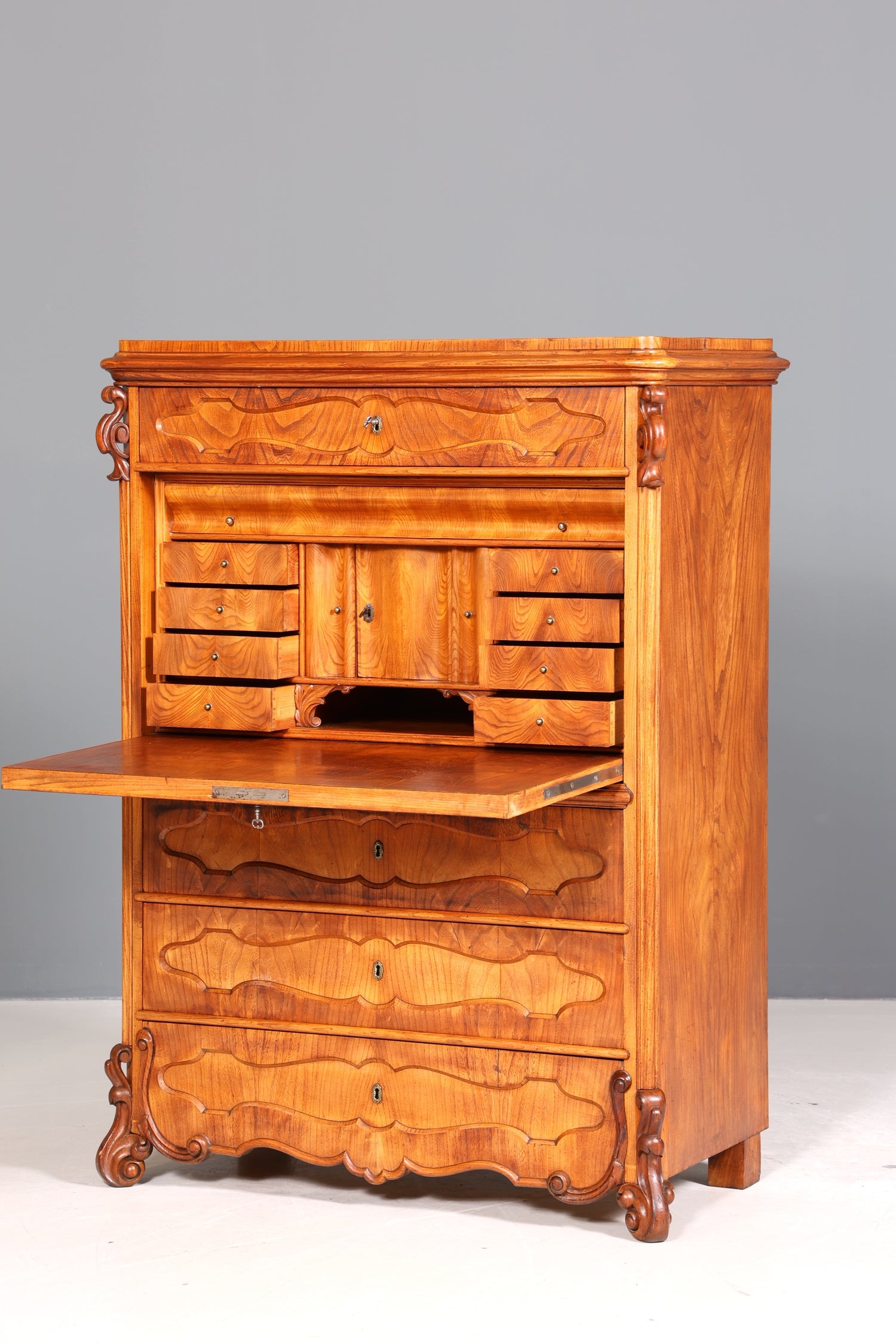 Edler Louis Philippe Sekretär um 1880 Gründerzeit Antik Vertiko Schrank Chiffoniere Schubladenkommode