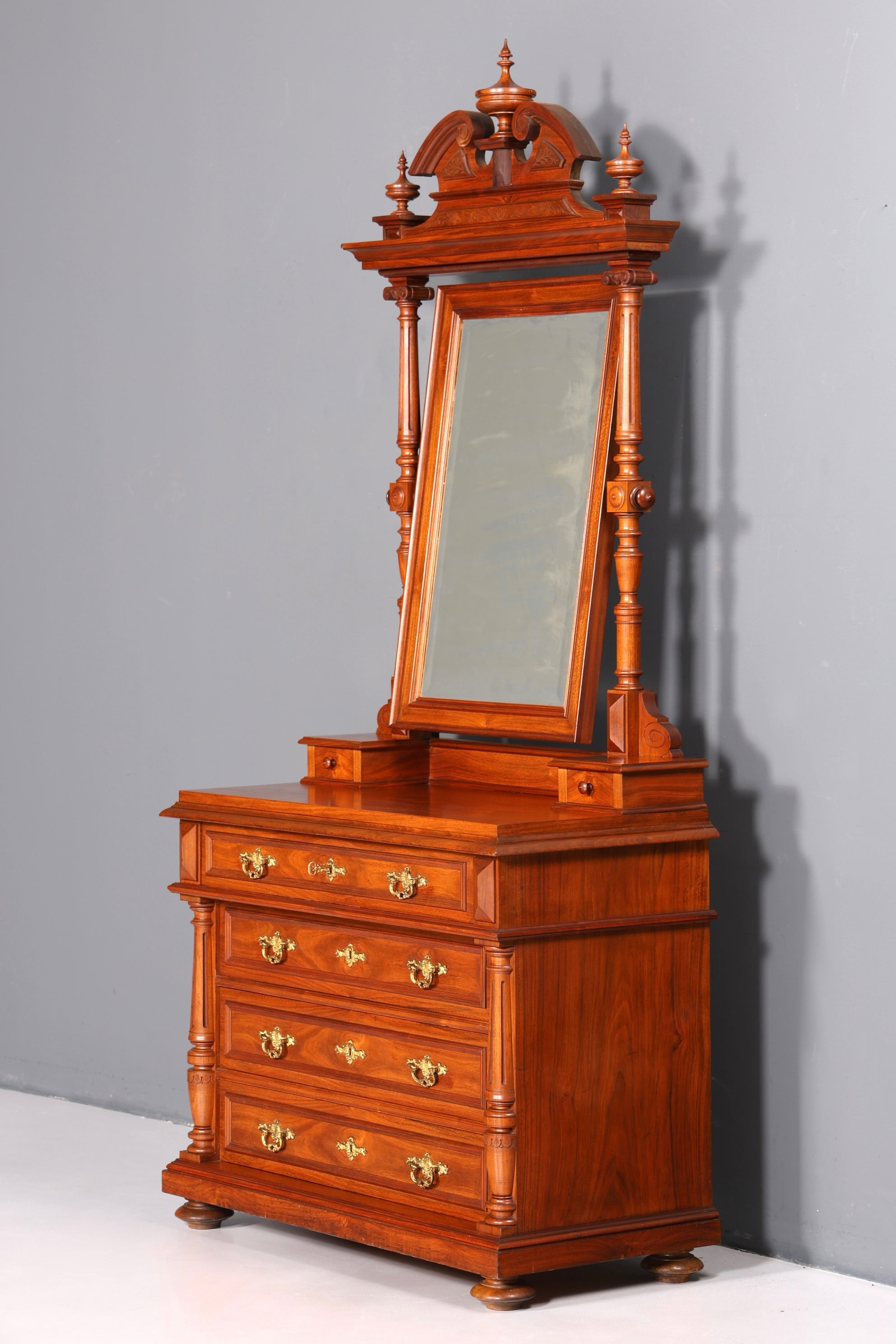 Élégante commode Louis-Philippe à plateau miroir, coiffeuse Gründerzeit (fin du XIXe siècle), meuble en bois, meuble d&