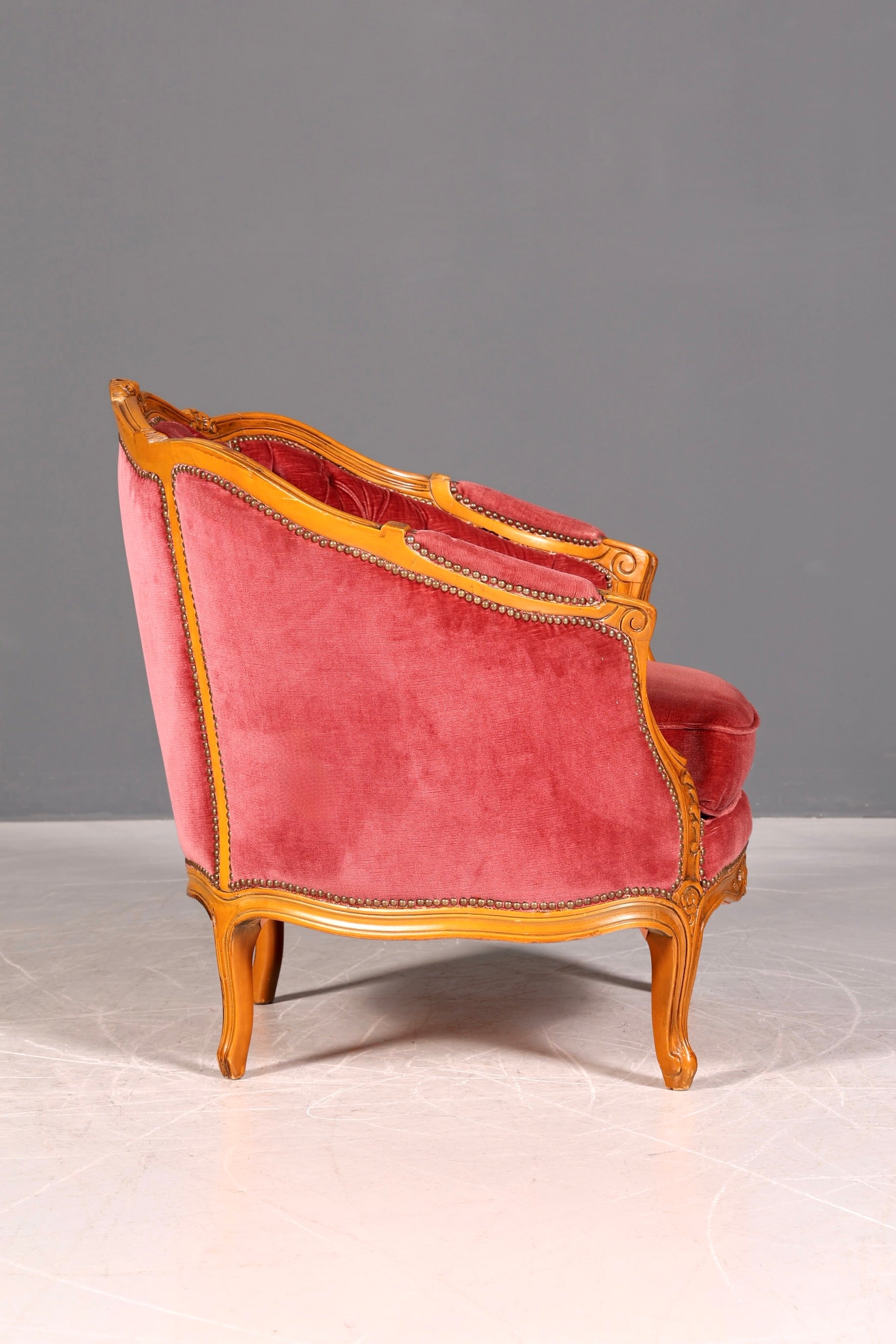 G065 Finish cm Edler Chippendale Armlehnsessel Barock Stil Sessel Armchair Samt Stoff Sessel