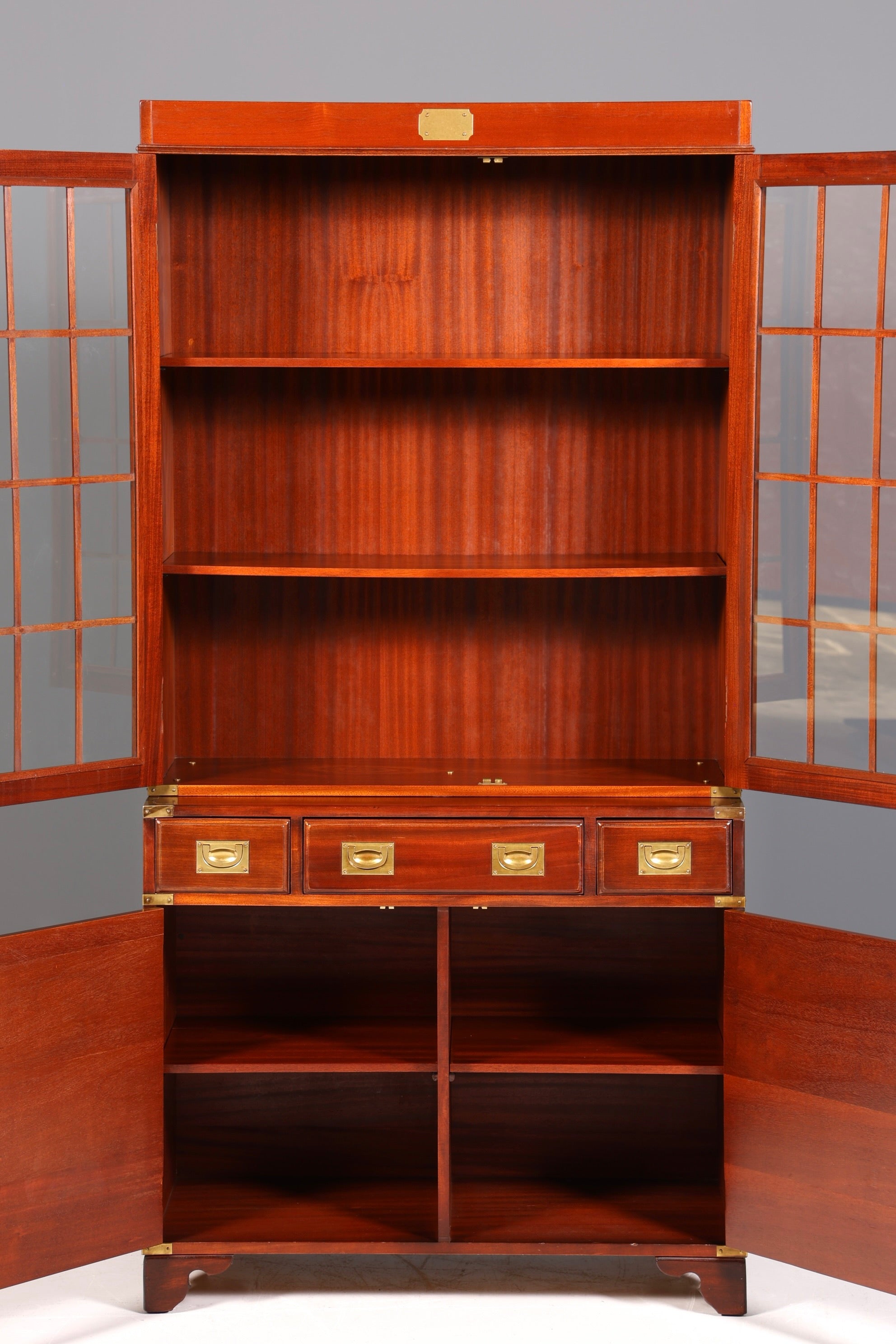 Magnifique vitrine maritime, meuble anglais, bibliothèque en bois véritable, buffet anglais