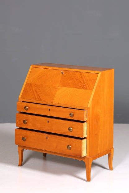 F226 Finish cm Schlichter Mid Century Sekretär Vintage Schreibmöbel echt Holz Kommode Office Secretary