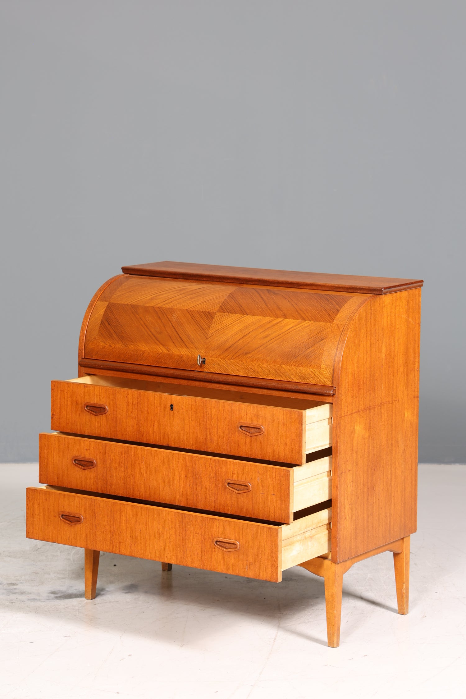 Wunderschöner Mid Century Rollladen Sekretär echt Holz Büro Schrank Vintage Schreibkommode