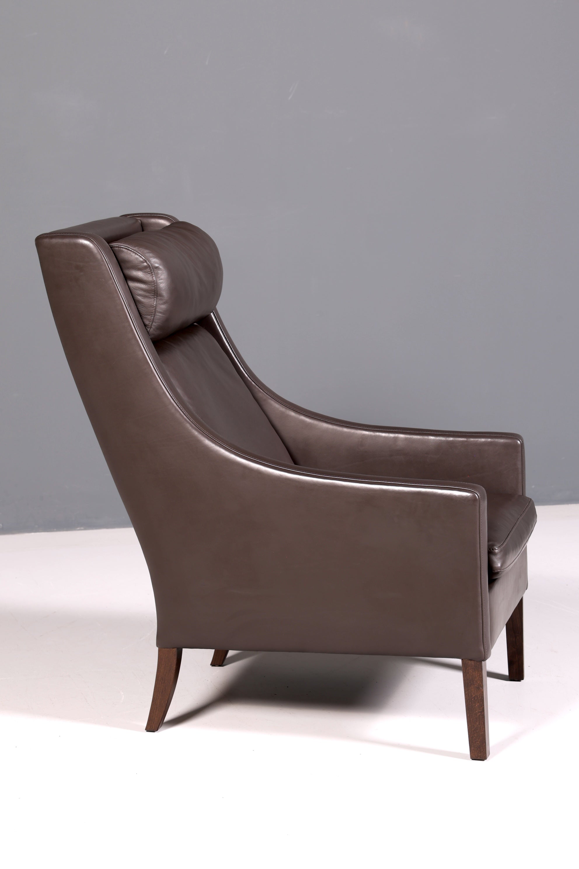 Eleganter Designer Sessel im Børge Mogensen Stil Echt Leder Mid Century Lounge Sessel