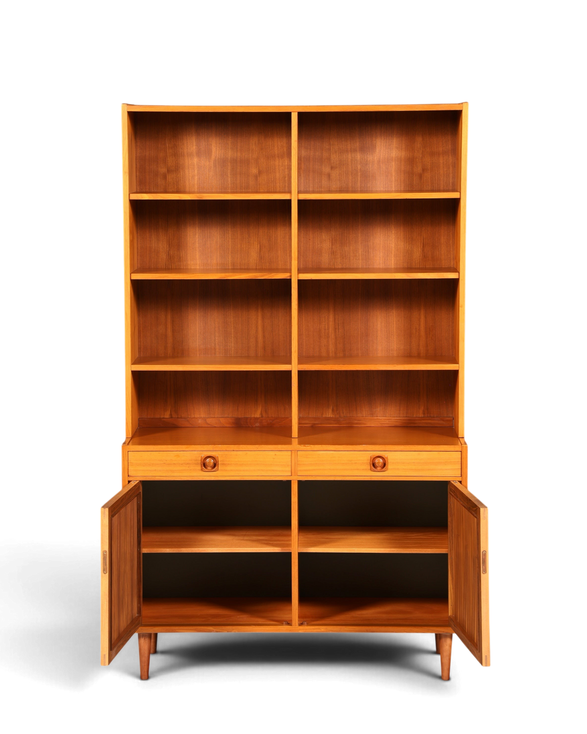 Hauptstadt Möblerei Mid Century Regal im Danish Design aus Holz mit höhenverstellbaren Böden und Schubladen