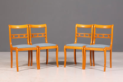 Edles 4er-Set Englische Esszimmerstühle Dining Chairs Antik 60er Jahre Küchenstühle Stuhlset neu bezogen