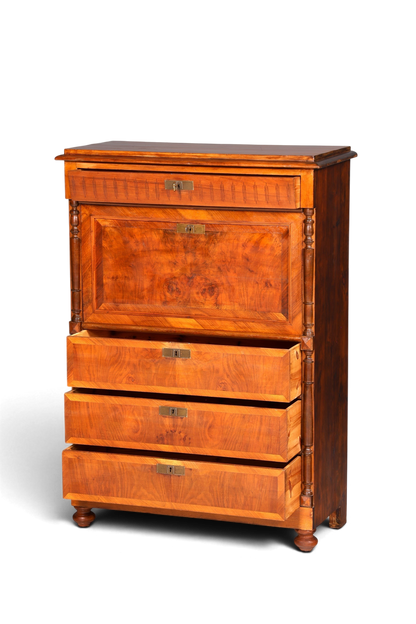 Hauptstadt Möblerei Gründerzeit Sekretär aus massivem Holz im Louis Philippe Stil mit Schubladen und Schreibklappe