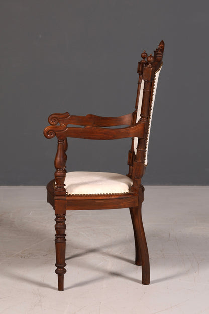 Elegant Neo-Renaissance armchair, antique chair, Gründerzeit secretary chair, desk chair, upholstered chair, 1 of 2