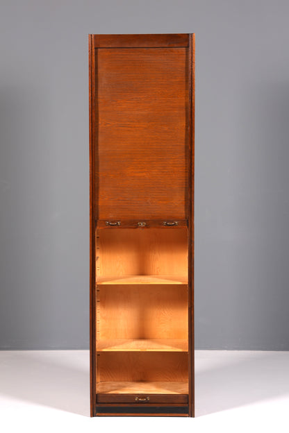 Simple mid-century roll-top cabinet, Bauhaus style, vertiko, apothecary cabinet, Art Deco office filing cabinet