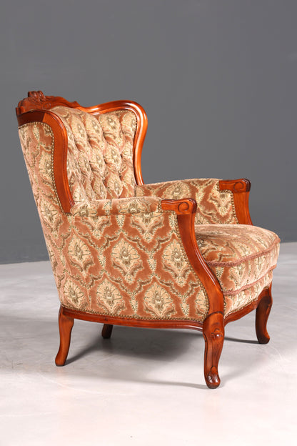 F900 Finish cm Edler Chippendale Armlehnsessel Barock Stil Sessel Armchair Samt Stoff Sessel