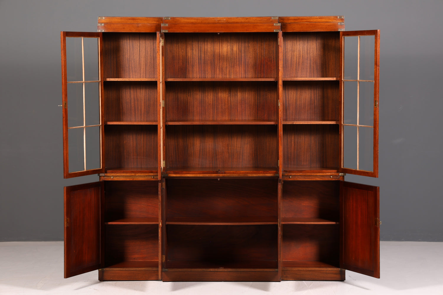 Wunderschöner Maritimer Vitrinenschrank Englisch Bibliothek Bücherschrank Buffet Antik Massiv Echt Holz Schrank UK Vintage