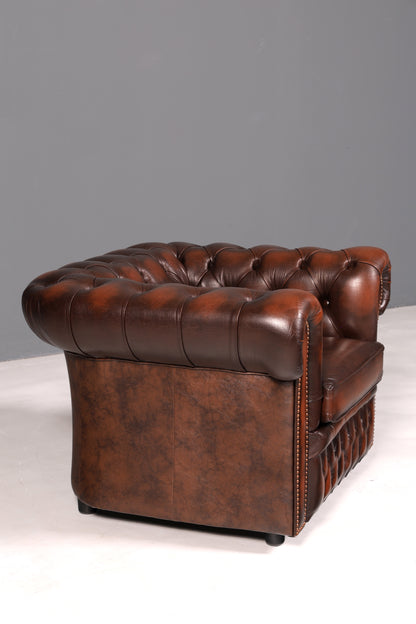 Élégant fauteuil Chesterfield Centurion original, fauteuil anglais à accoudoirs, fauteuil de gentleman en cuir, Angleterre