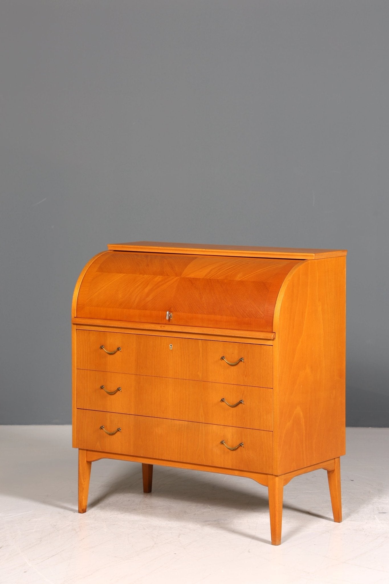 Wunderschöner Mid Century Rollladen Sekretär echt Holz Büro Schrank Vintage Schreibkommode