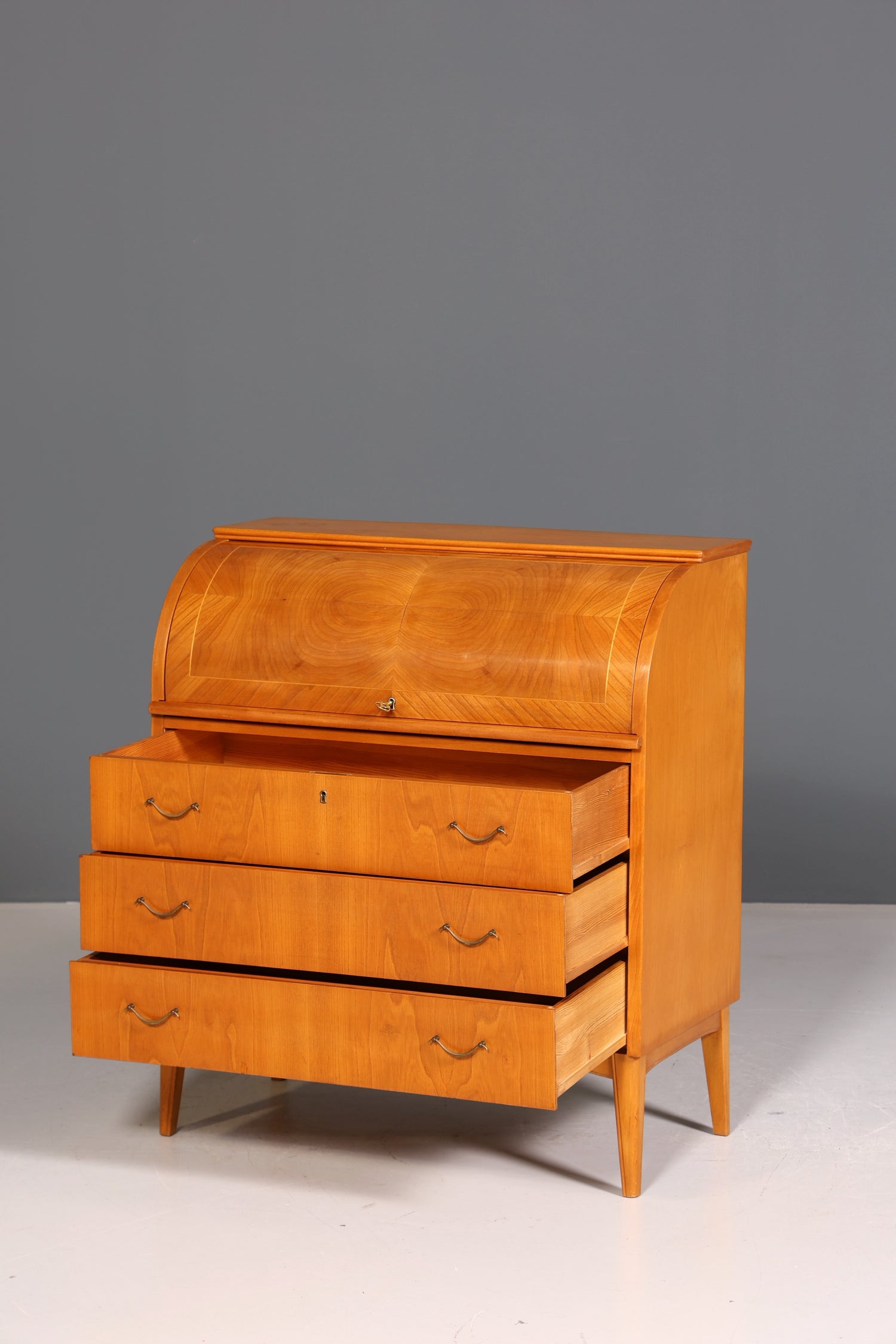 Wunderschöner Mid Century Rollladen Sekretär echt Holz Büro Schrank Vintage Schreibkommode