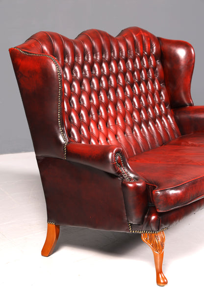 Edles Original Chesterfield Queen Anne Sofa 3er Sofa Englische Leder Couch Antik Designklassiker England UK