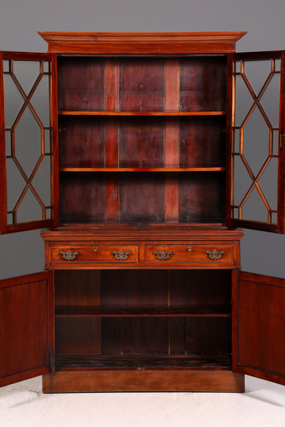 Beeindruckender Englischer Bücherschrank Mahagoni Vitrine Bibliothek Antik Glasvitrine Buffet