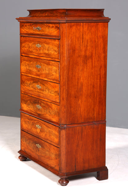 Wunderschöne Louis Philippe Chiffoniere um 1880 Gründerzeit Nussbaum Vertiko Schrank Semainier