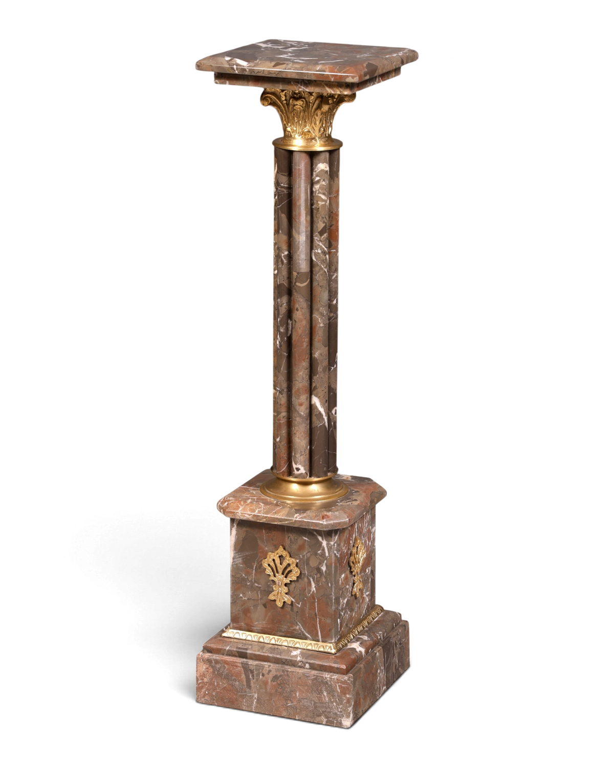 Hauptstadt Möblerei Marmorsäule mit goldenen Verzierungen und quadratischer Ablagefläche, 90 cm hoch