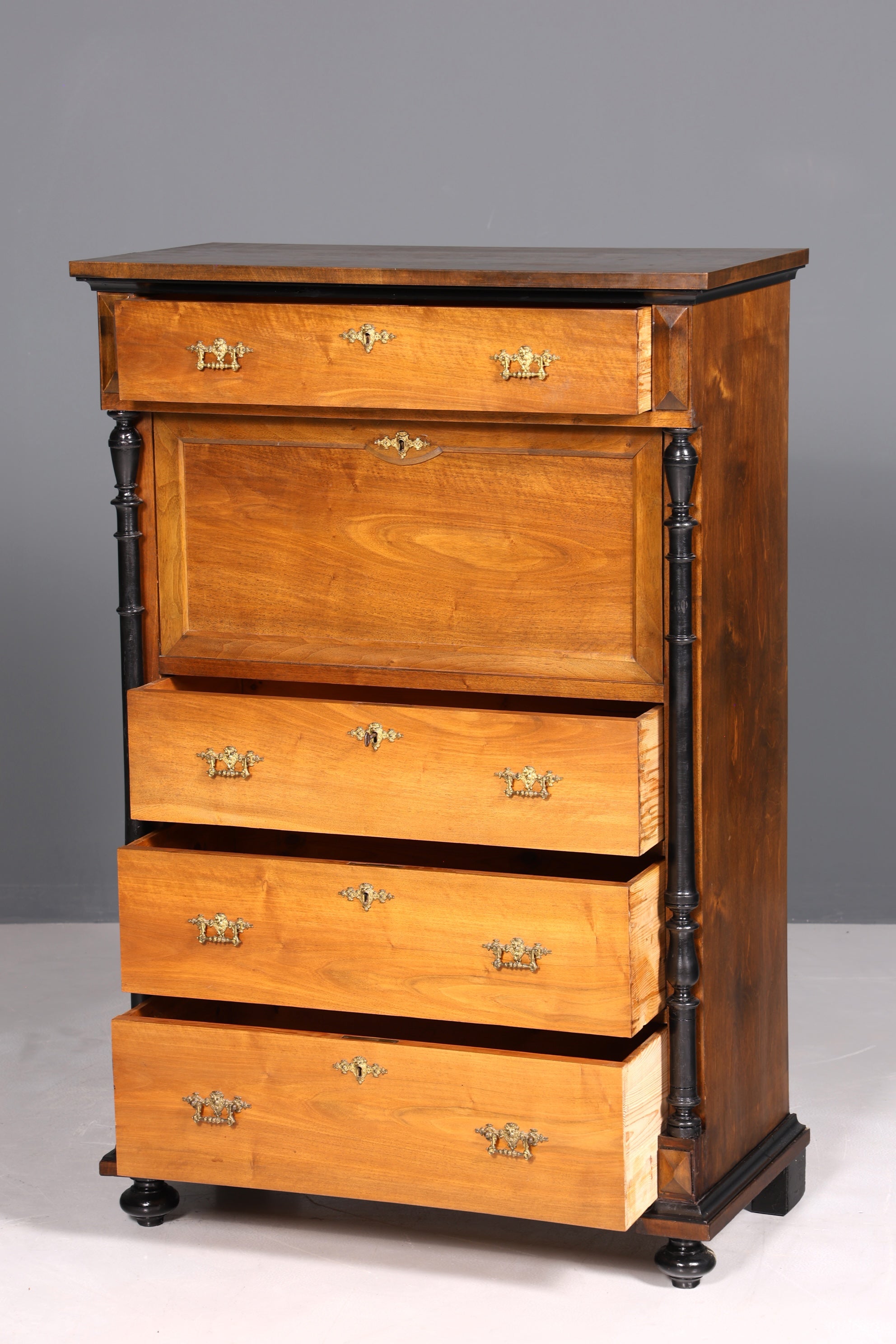 Secrétaire onirique Gründerzeit, vertiko, buffet haut, commode Louis Philippe vers 1880