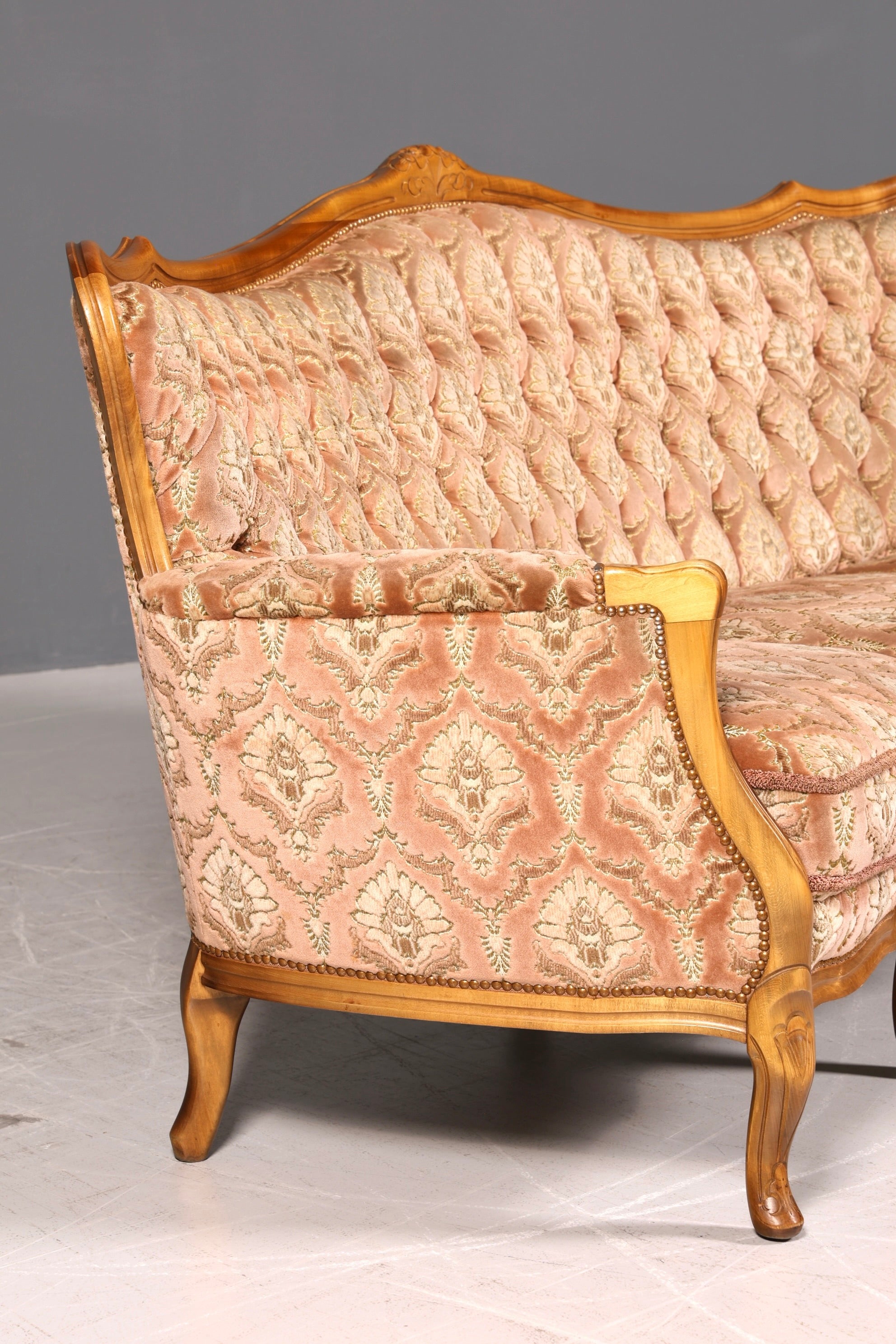 Wunderschönes Chippendale Sofa Barock Stil Couch Samt Stoff 3 Sitzer Antik Vintage