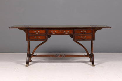 Wunderschöner Englischer Schreibtisch Regency Klappschreibtisch Echt Lederauflage Mahagoni 60s Bürotisch