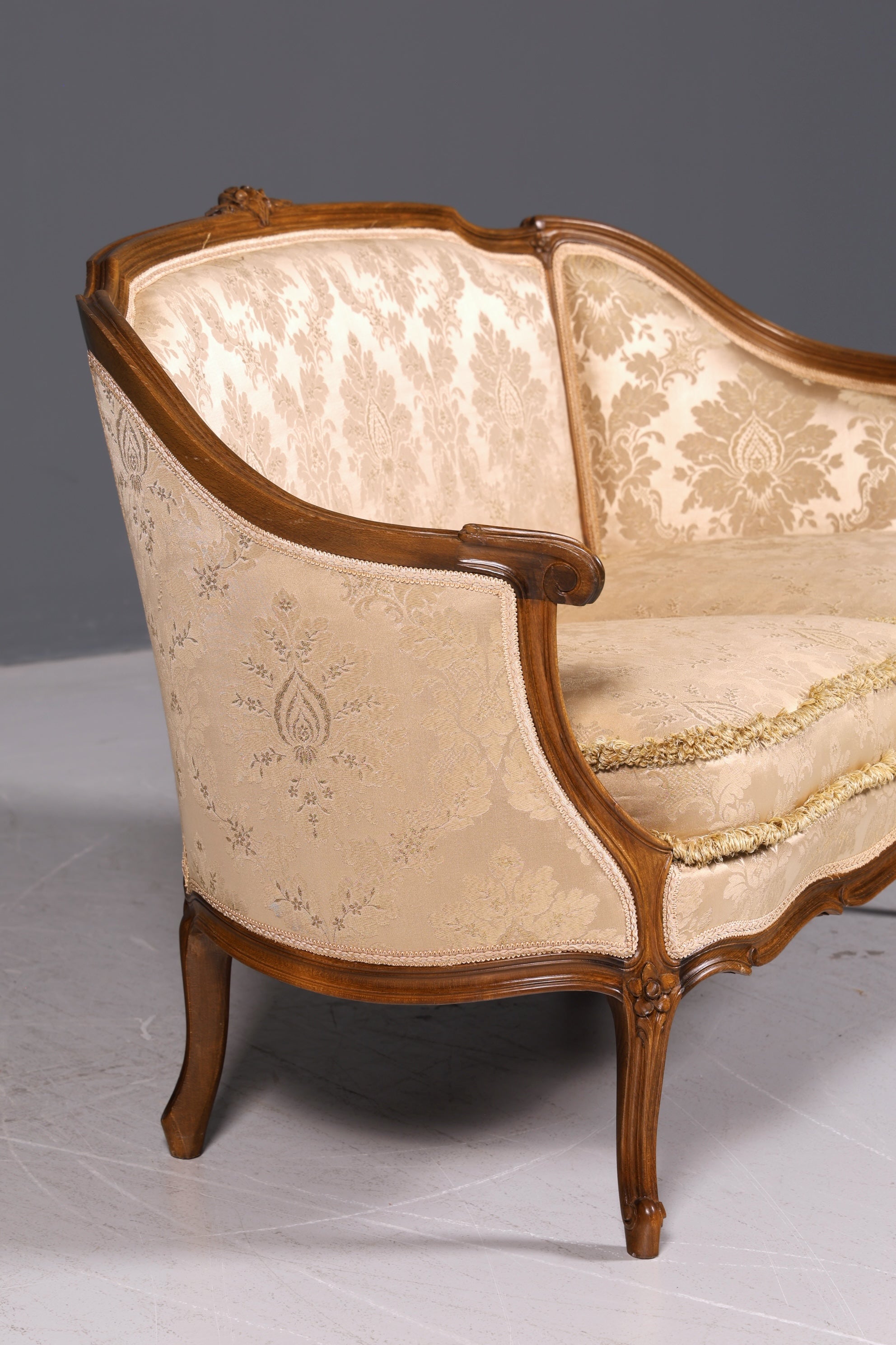 Wunderschönes Chippendale Sofa Barock Stil Couch Samt Stoff Rococo 2-Sitzer Canapé