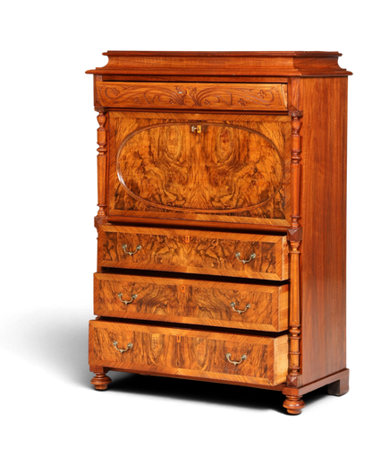 Traumhafter Louis Philippe Sekretär um 1870 Vertiko Nussbaum Highboard Kommode Sekretär Schrank