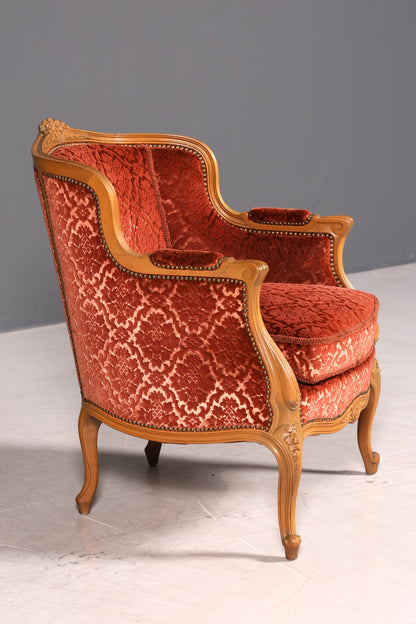 Edler Chippendale Armlehnsessel Barock Stil Sessel Samt Stoff Armchair Sessel 1 von 2