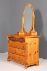 Stilvolle Gründerzeit Kommode Antik Louis Philippe Sideboard mit Spiegel Flurkommode