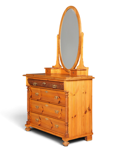 Stilvolle Gründerzeit Kommode Antik Louis Philippe Sideboard mit Spiegel Flurkommode