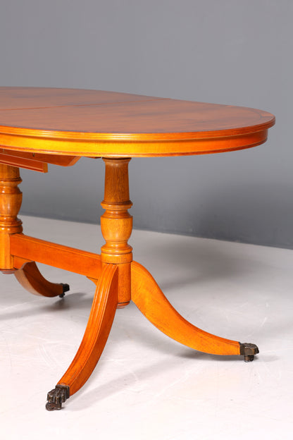 Magnifique table de salle à manger extensible de style anglais ancien, table de cuisine des années 60, en bois d&