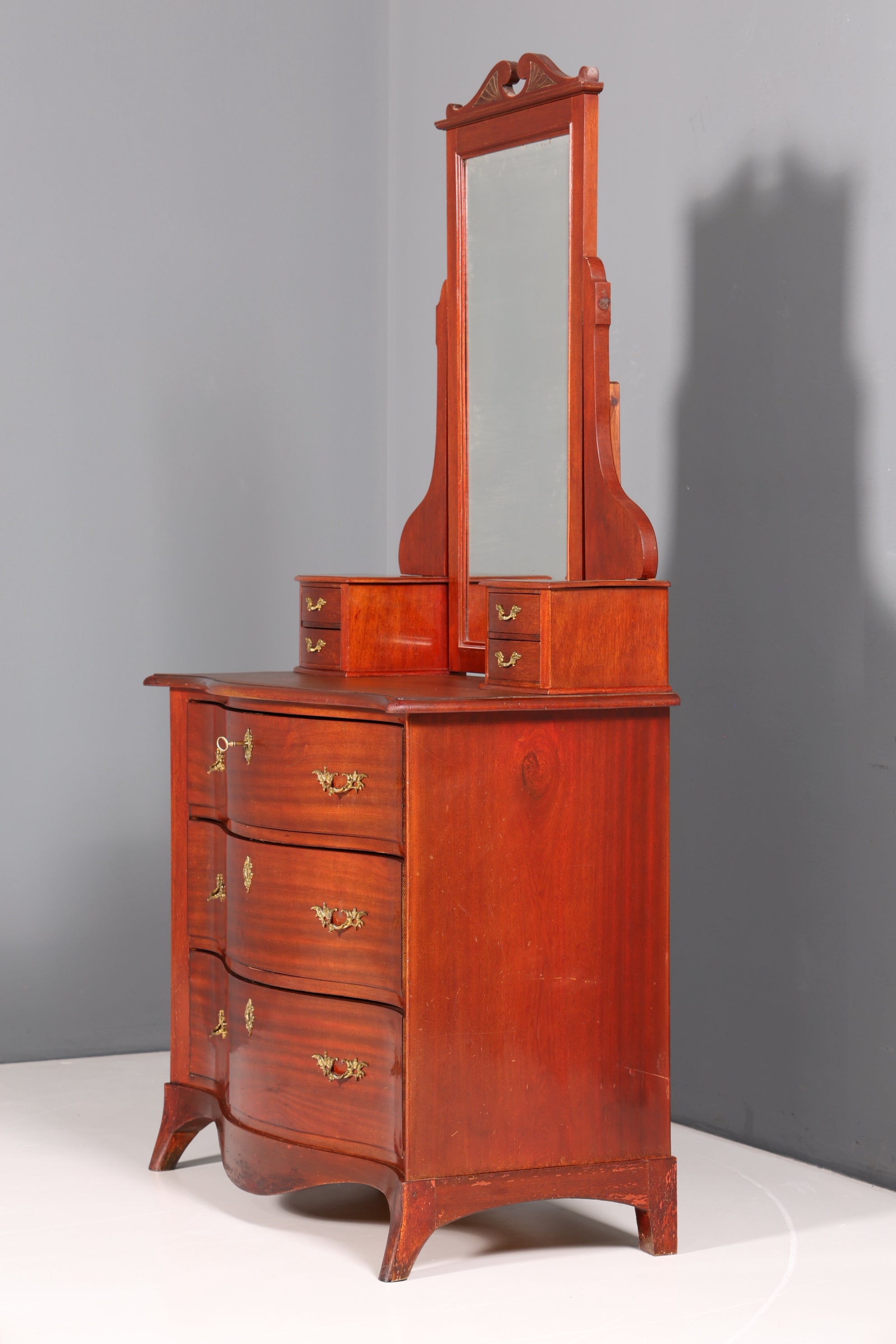 Wunderschöne Englische Kommode mit Spiegelaufsatz Barock Stil Frisierkommode Holz Schrank Flurschrank