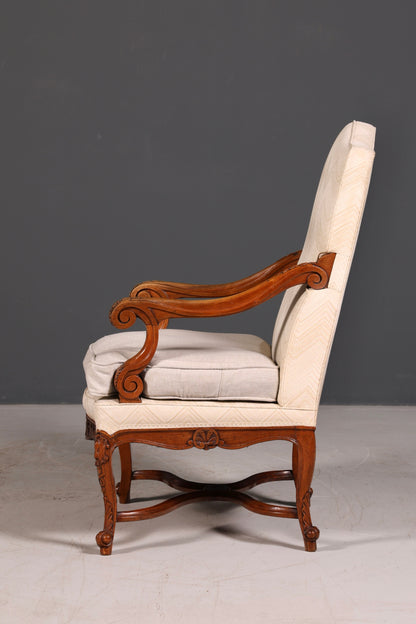 Élégant fauteuil Louis Philippe à accoudoirs de l’époque Gründerzeit, fauteuil ancien rembourré, 1 sur 2