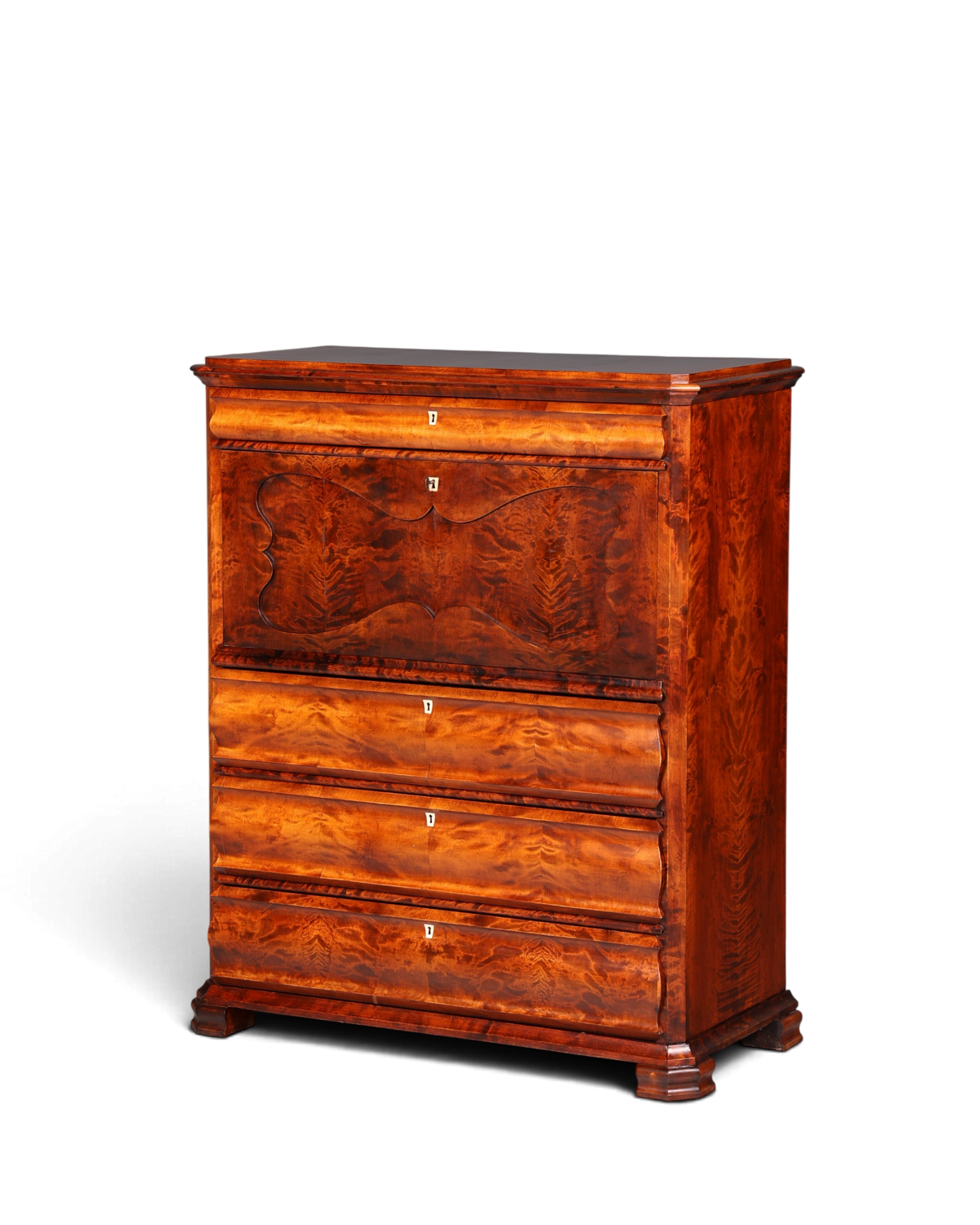 Hauptstadt Möblerei Biedermeier Sekretär aus Echtholz mit markanter Maserung im Louis-Philippe-Design