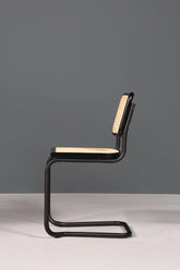 Freischwinger Stuhl "Milano" Made in Italy Schwarz Korbgeflecht Stuhl Wippstuhl Wiener Geflecht Küchenstuhl Sekretär Stuhl