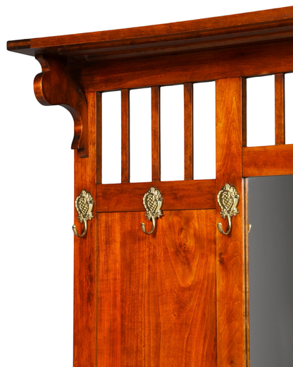 Hauptstadt Möblerei Garderobenpaneel aus Holz mit Ablage und verzierten Messinghaken im klassischen Stil